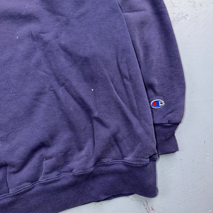 VTG Champion Crewneck Sweatshirt Navy Embroidered Logo USA 2XL Thrashed Gym