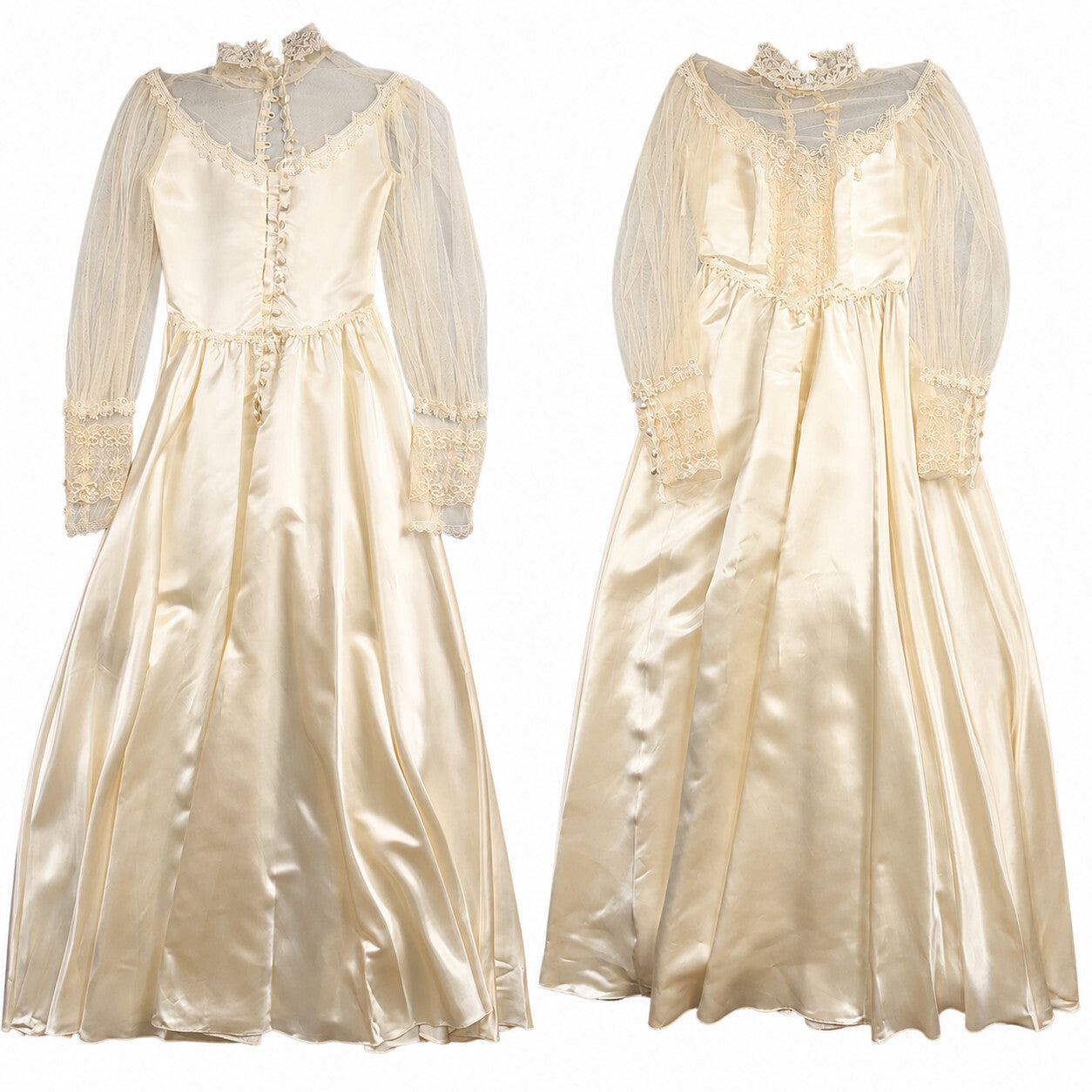 Vintage NWT 1970s GUNNE SAX Lace Prairie Wedding Dress Size 7 Hippie Boho 70s