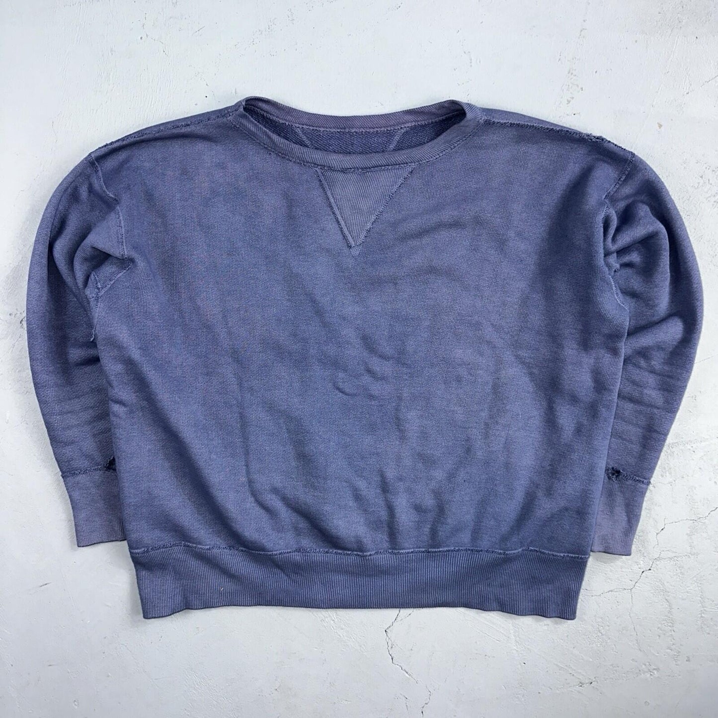VTG Double V Sweatshirt 40s 50s 1940s Faded Blue Crewneck Boxy Rockabilly 1950s