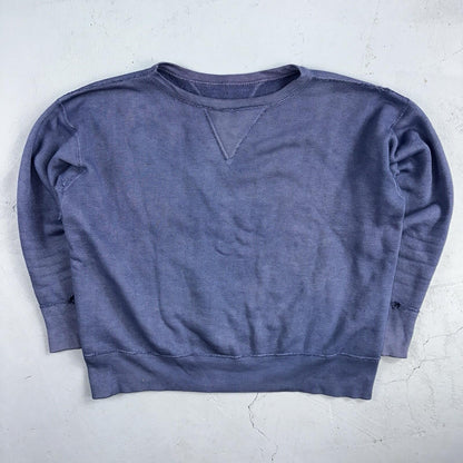 VTG Double V Sweatshirt 40s 50s 1940s Faded Blue Crewneck Boxy Rockabilly 1950s