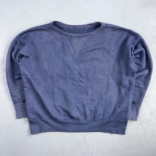 VTG Double V Sweatshirt 40s 50s 1940s Faded Blue Crewneck Boxy Rockabilly 1950s