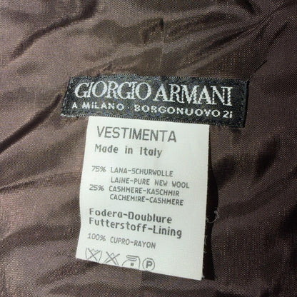 Giorgio Armani Jacket Women 42 VTG Brown Houndstooth V Neck Italy Cashmere Wool
