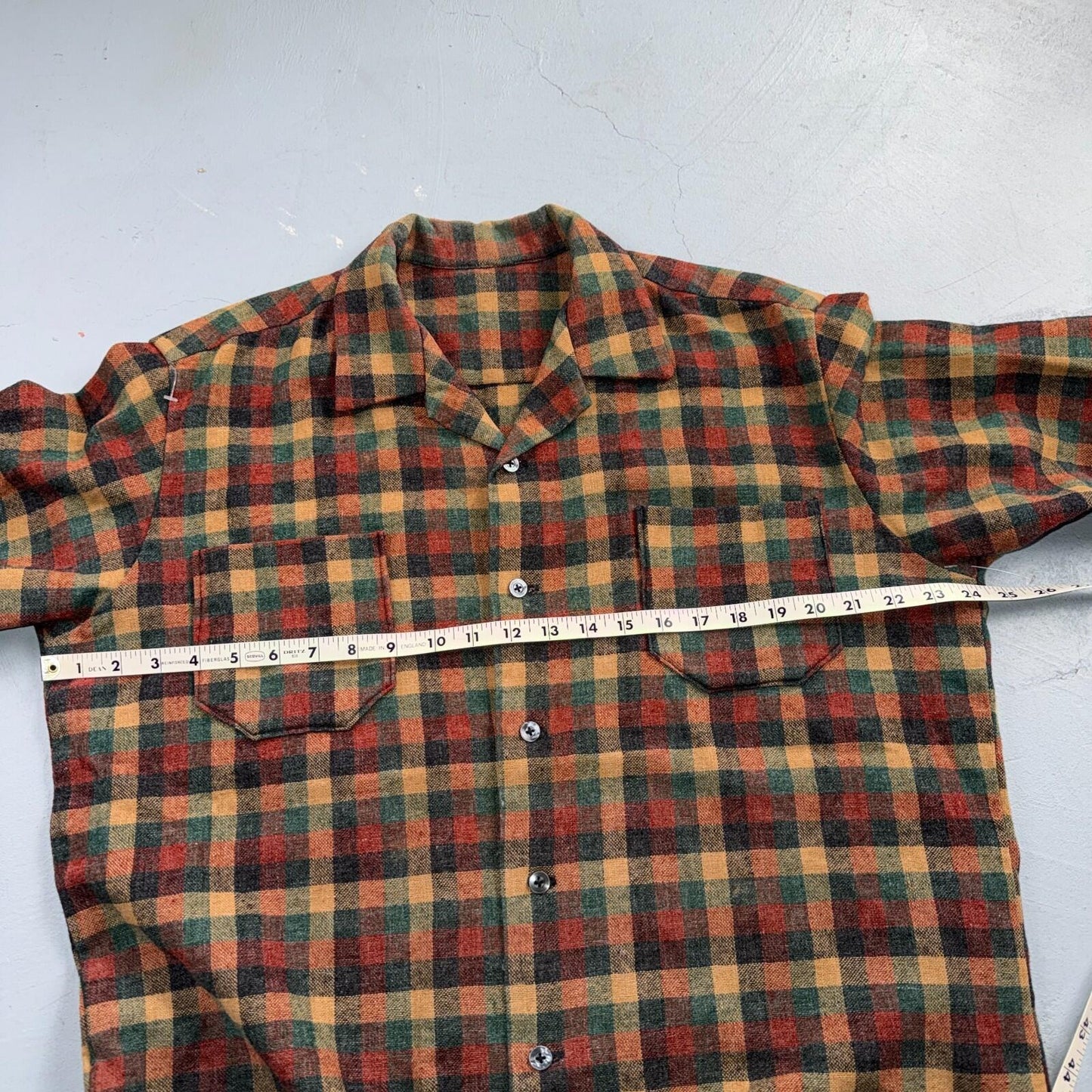 VTG 1950s 1960s Board Shirt Wool Nylon Plaid Flannel Shirt Rockabilly Checker