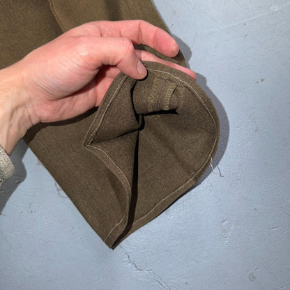 Vintage Military Pants Trousers Medium Regular 50s 40s Brown Wool Mens 30x31