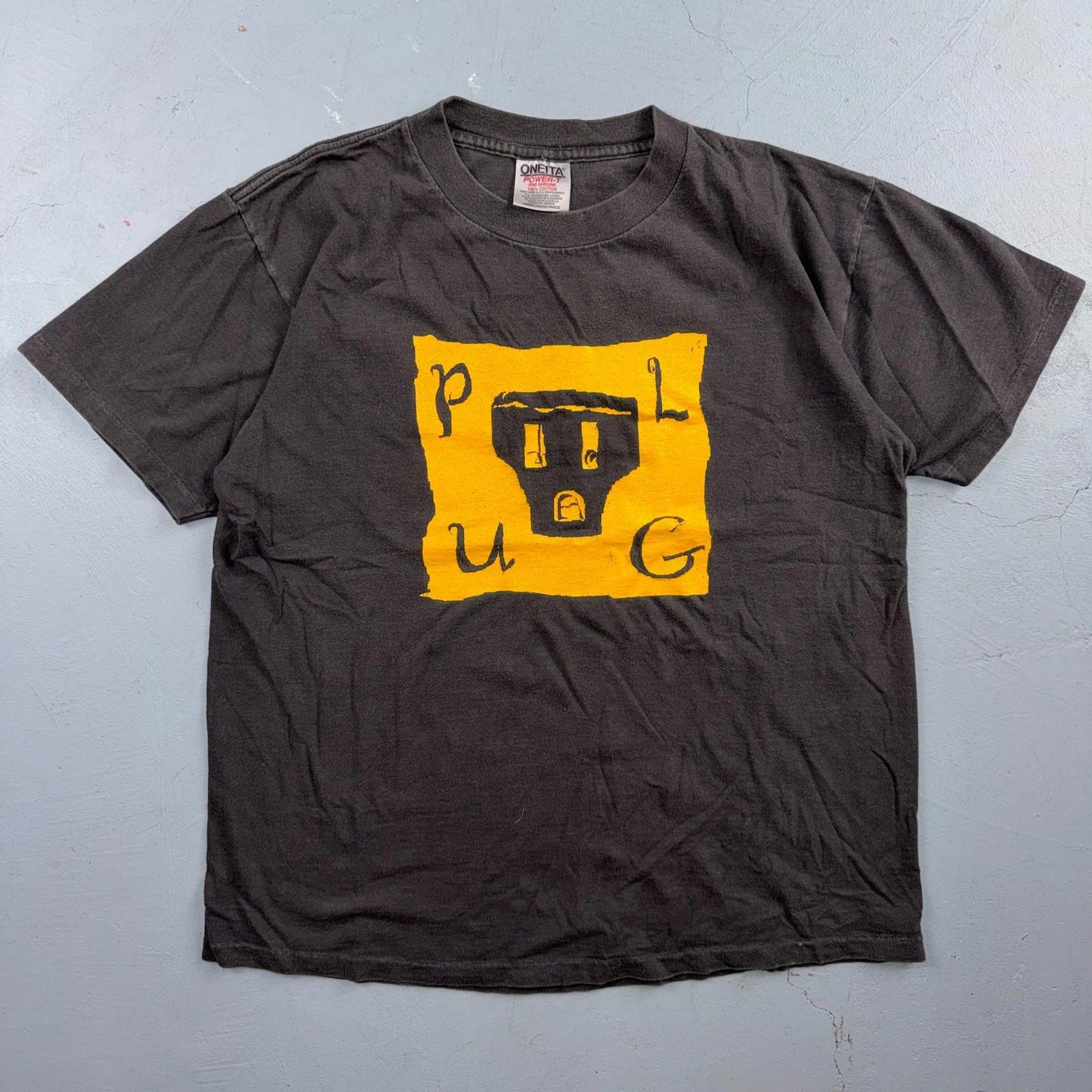 Oneita PLUG Art VTG T Shirt 90s Single Stitch Graphic Music Band Gulp Outlet