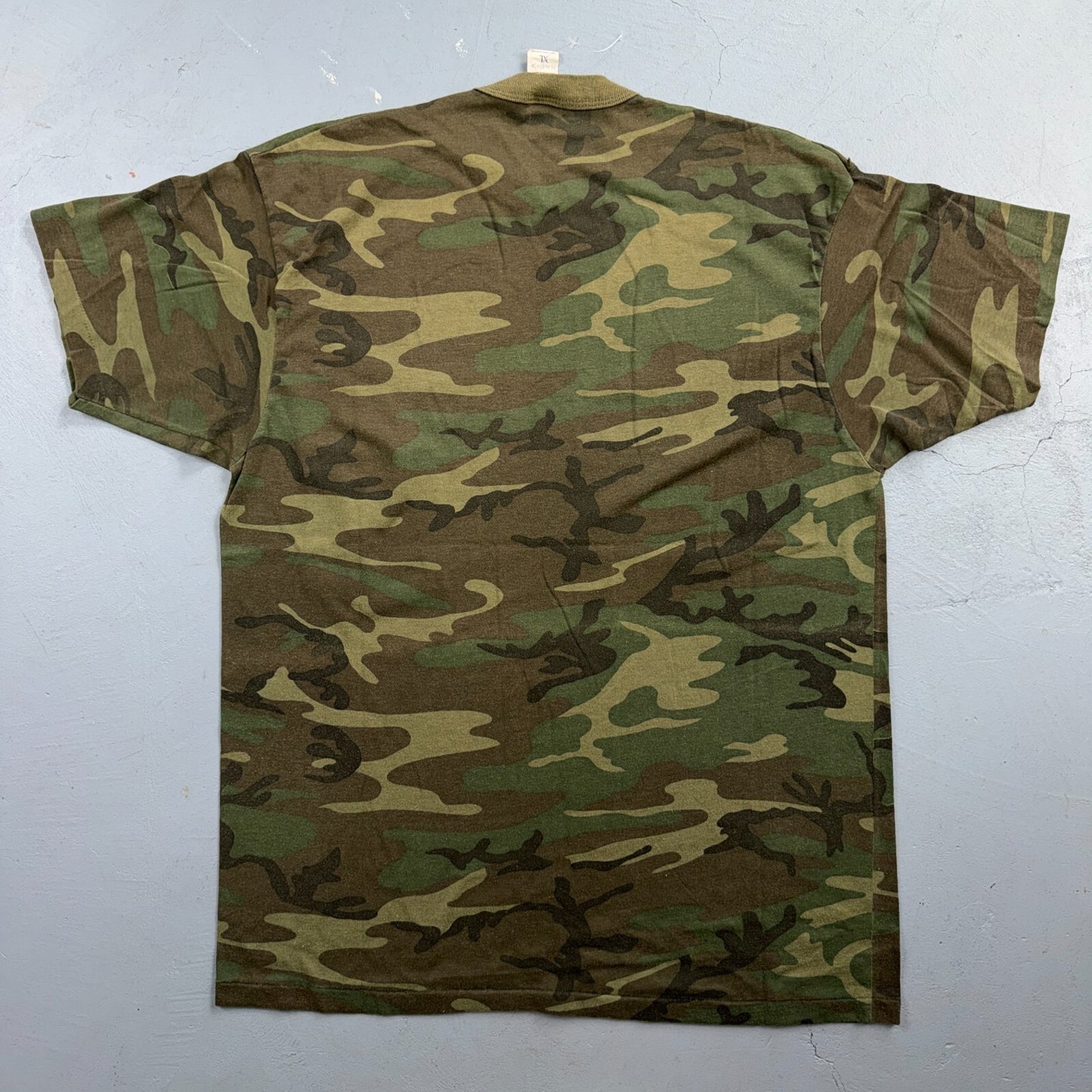Camo Single Stitch XL USA VTG T Shirt Pocket Tee Woodland Tree Real 1980s 80s
