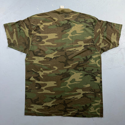 Camo Single Stitch XL USA VTG T Shirt Pocket Tee Woodland Tree Real 1980s 80s