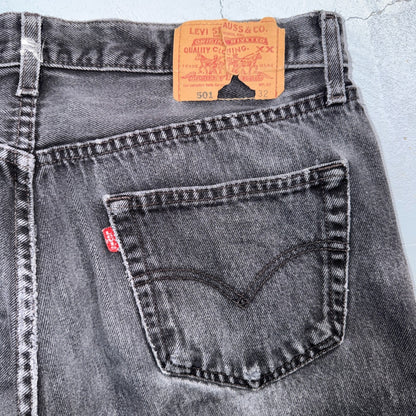 Levis 501 Vintage 90s USA XX Straight Leg Jeans Black Light Wash 34x32 Act 33x30