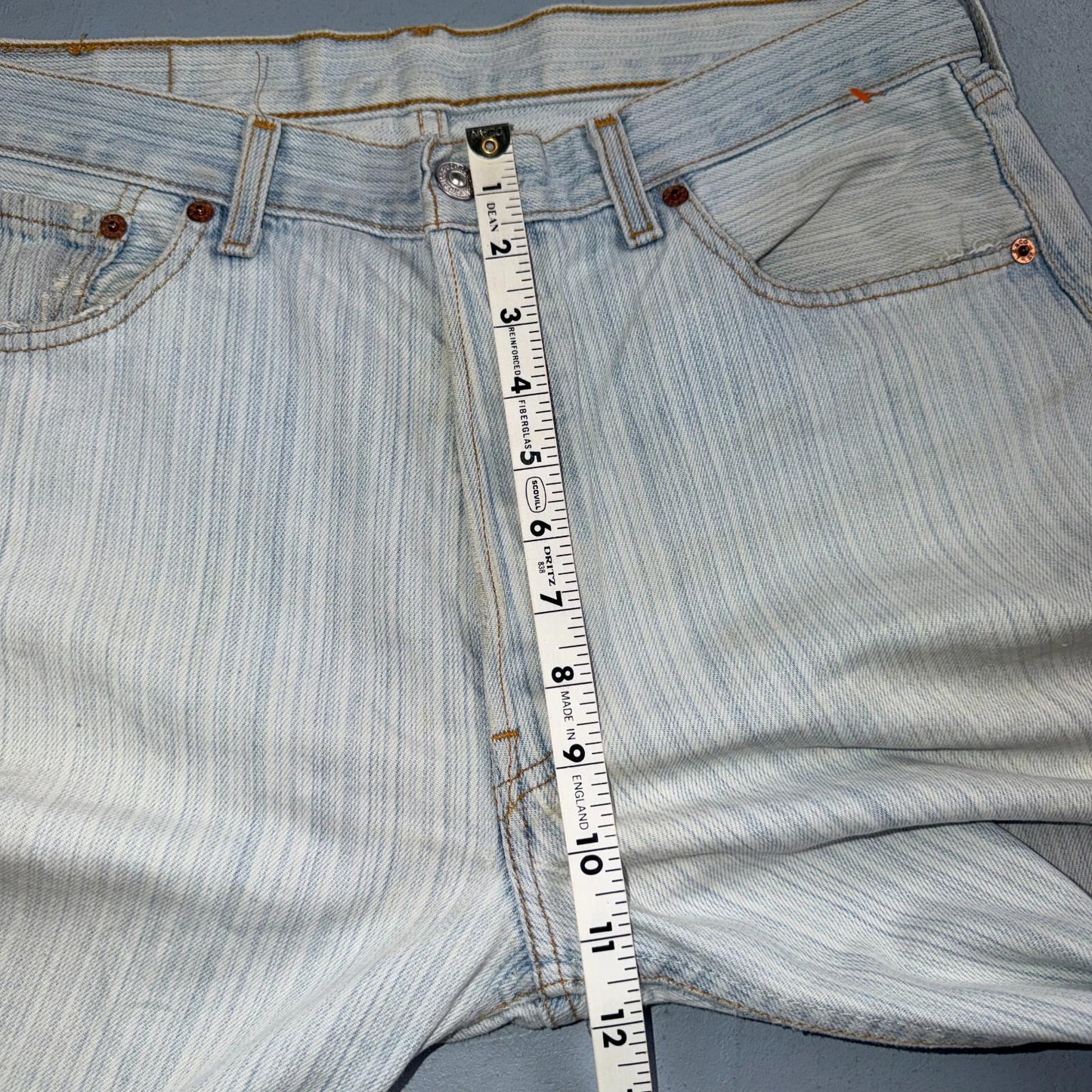 Levis 501 Vintage Y2K 90s XX Straight Leg Jeans Blue Light Wash Stripe Act 33x29