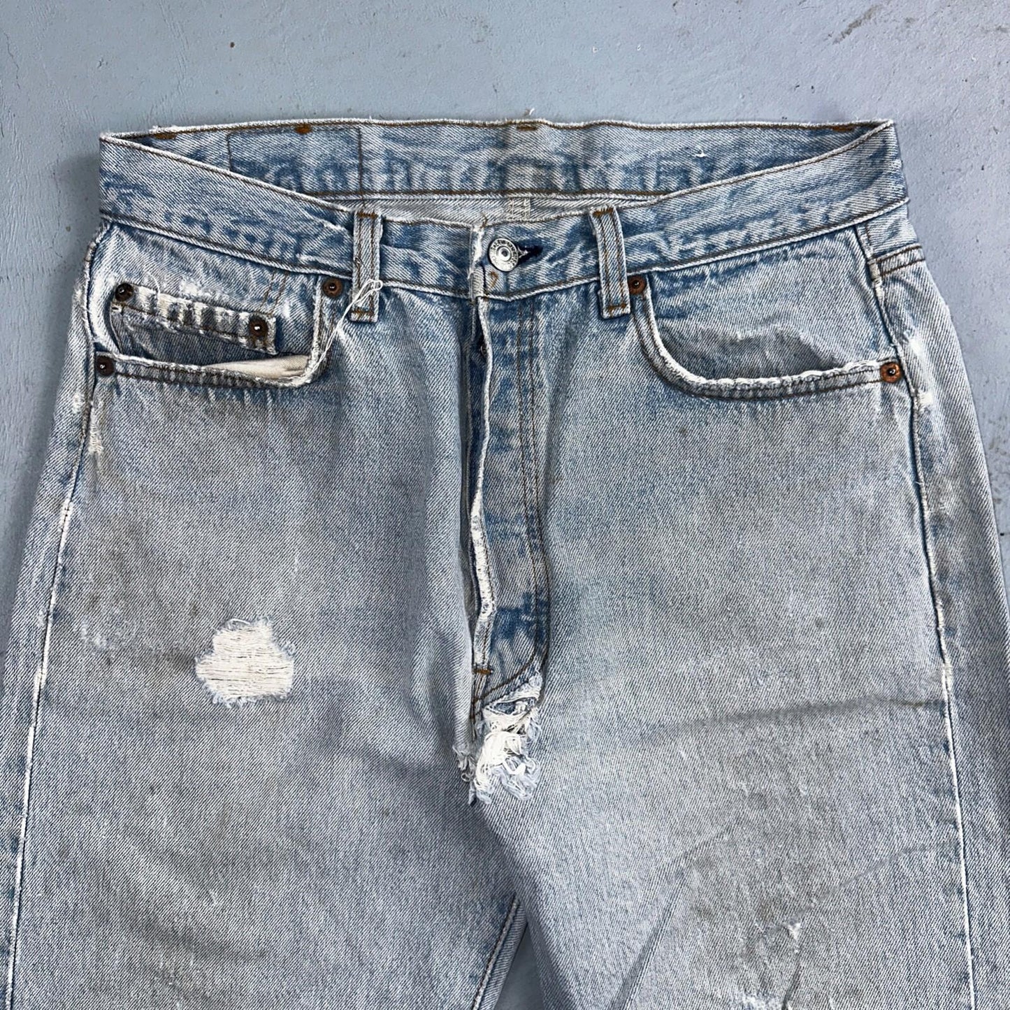 Levis 501 Vintage 80s USA XX Straight Leg Jeans Blue Light Wash 34x36 Act 31x34