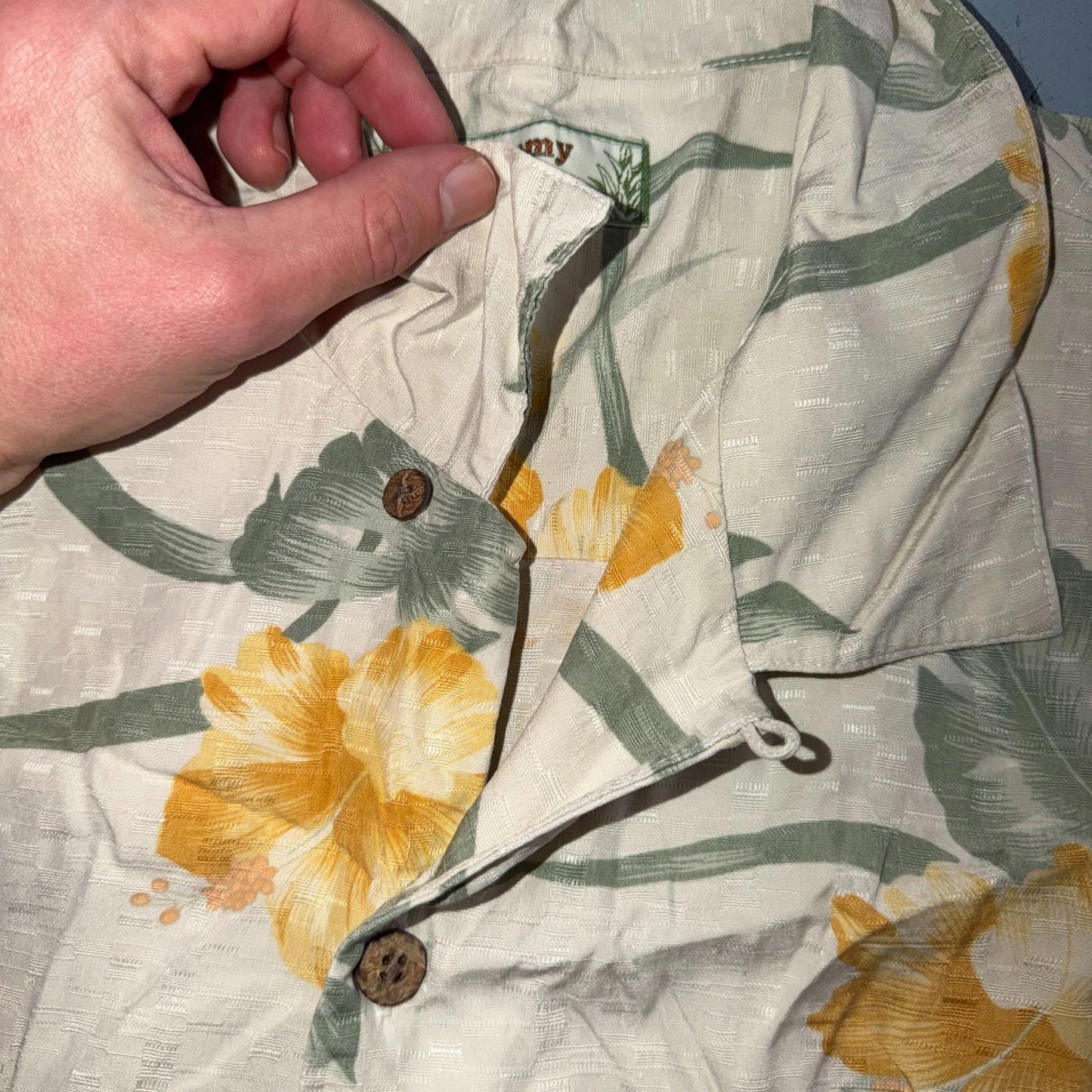 Tommy Bahama VTG Hawaiian Loop Collar Tropical Floral Silk Camp Shirt XL