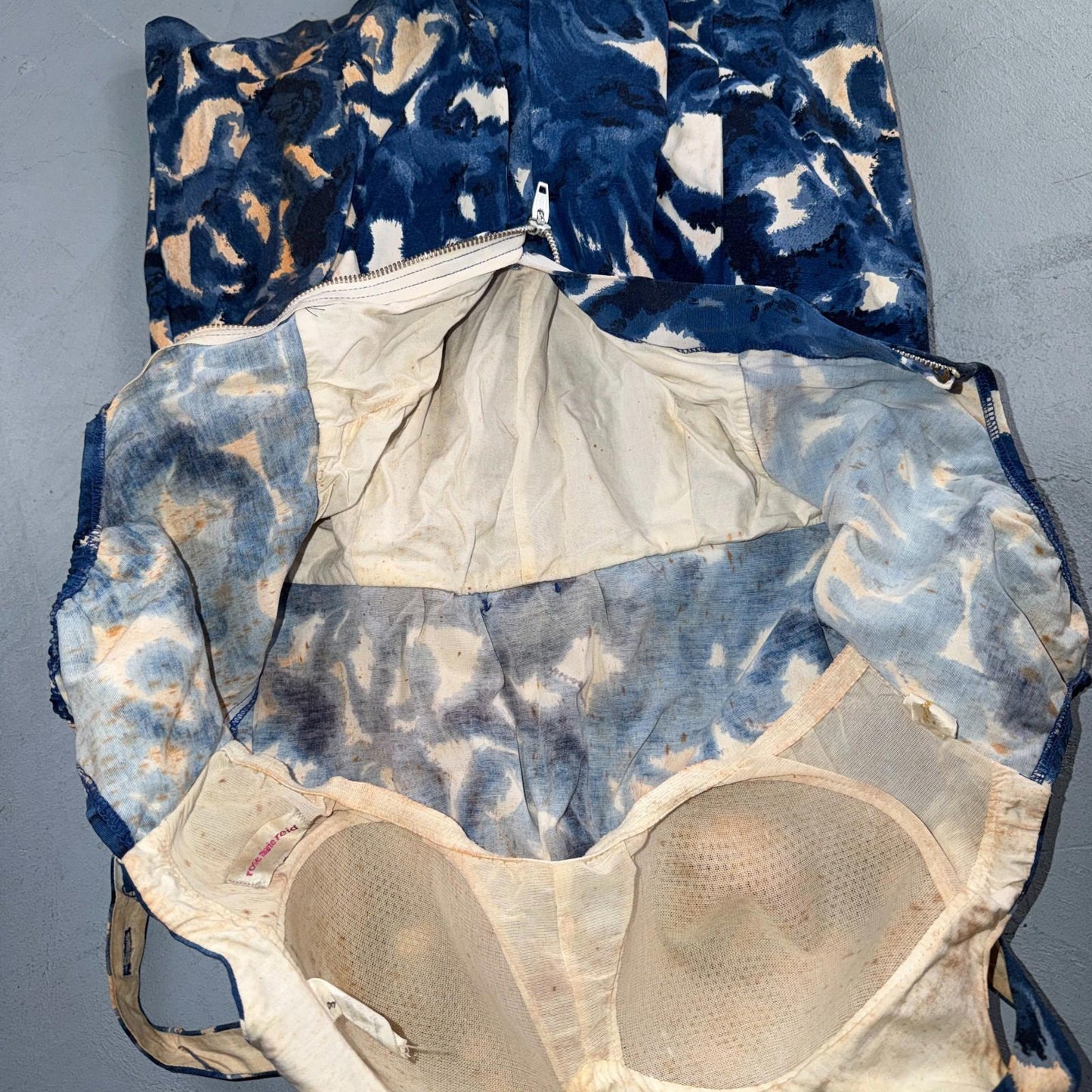 VTG 1950s Women’s Blue Skort Dress Swimsuit California Rockabilly Swim Bodysuit