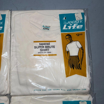 VTG 1960s JOCKEY LIFE White T Shirt Medium 4 Packs Deadstock Lot Slim Guy 60s
