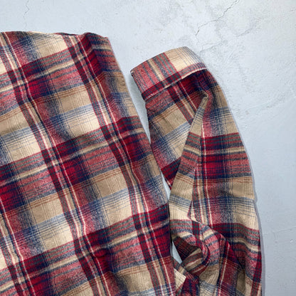 VTG 90s Pendleton Wool Flannel Shirt Jacket Gray Red Plaid USA Made L Rockabilly