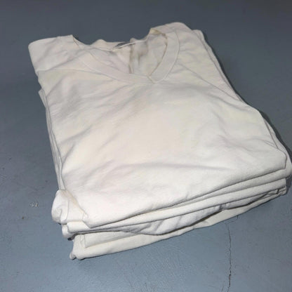 VTG Jockey Lot 6 Blank White V Neck T-Shirt Sz L Thin Single Stitch Grunge 90s