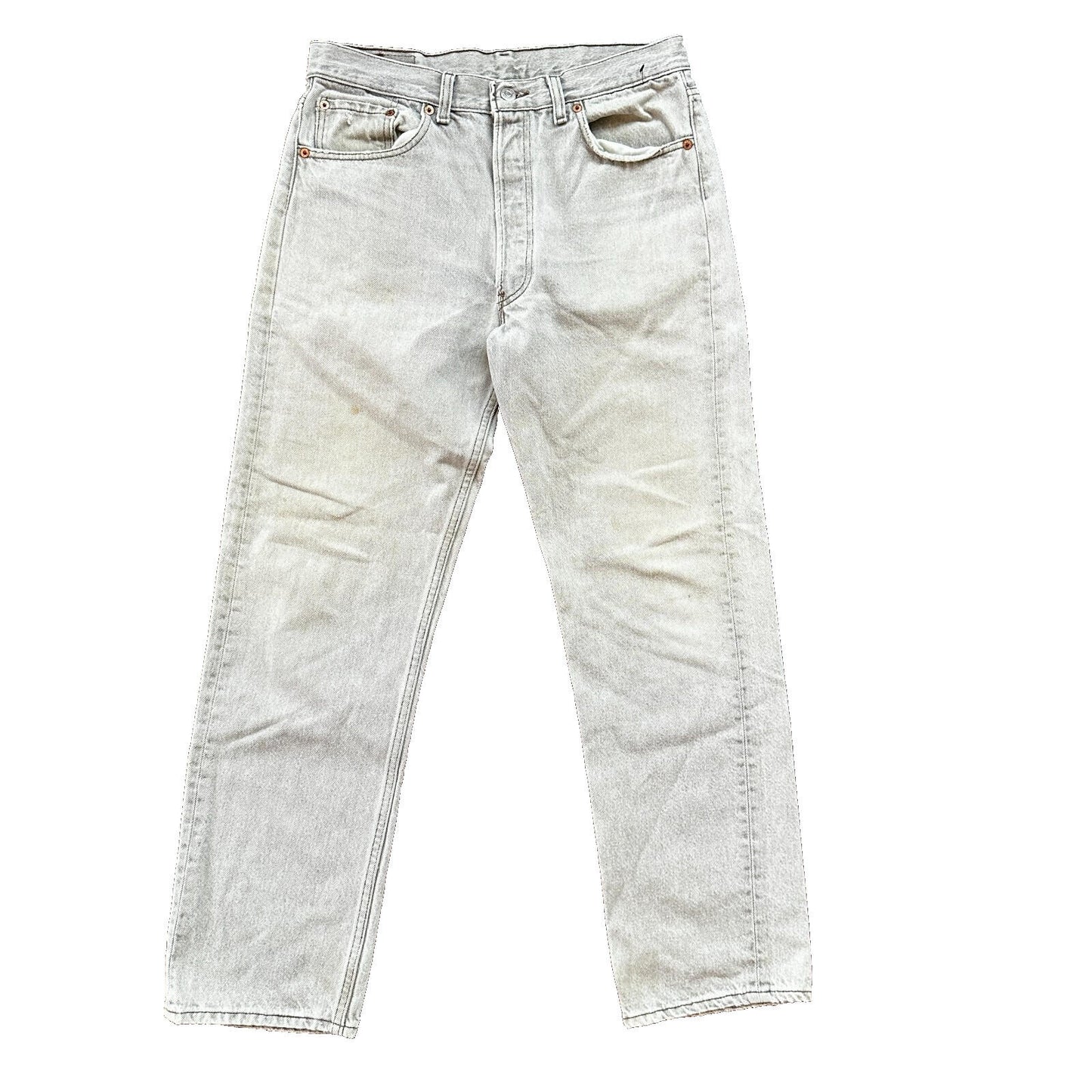 VTG USA Levis 501 Button Fly 90s Tag Jeans 80s 34x30 Act 31x28 Grey Faded White