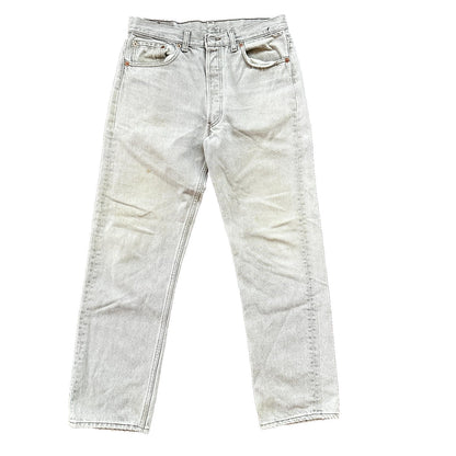 VTG USA Levis 501 Button Fly 90s Tag Jeans 80s 34x30 Act 31x28 Grey Faded White