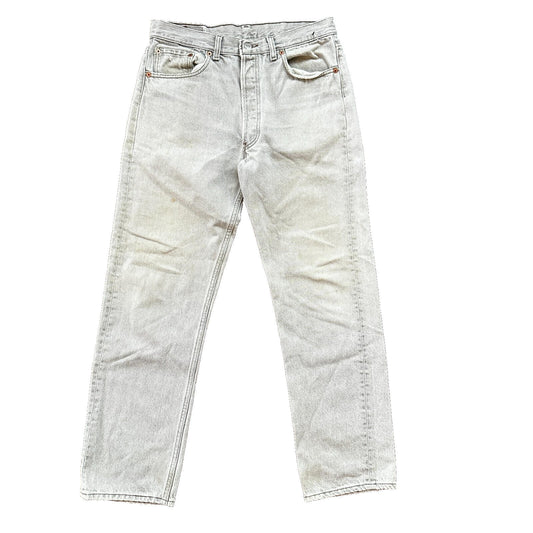 VTG USA Levis 501 Button Fly 90s Tag Jeans 80s 34x30 Act 31x28 Grey Faded White