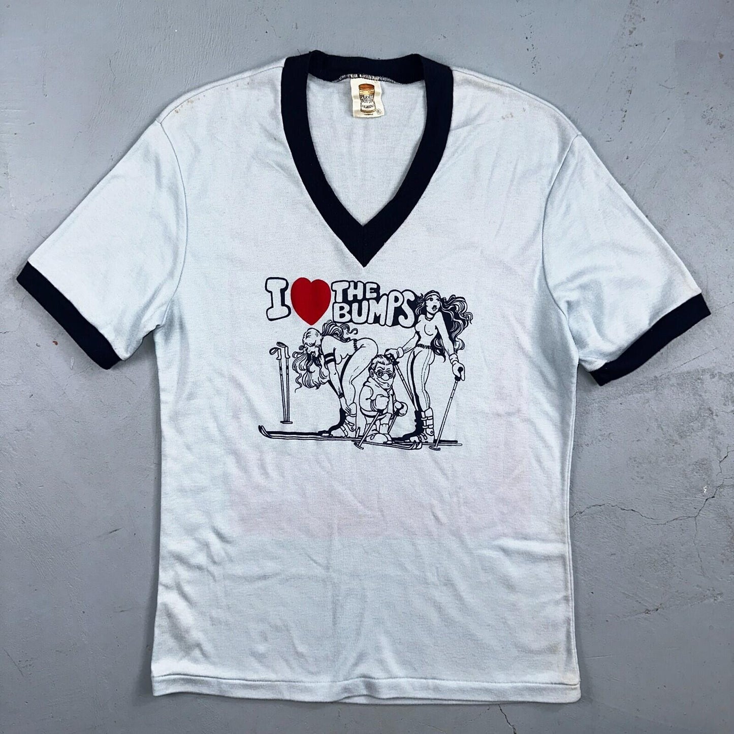 Peanut Butter Fashions 1970s VTG T Shirt I Love The Bumps Rare Funny Graphic Ski