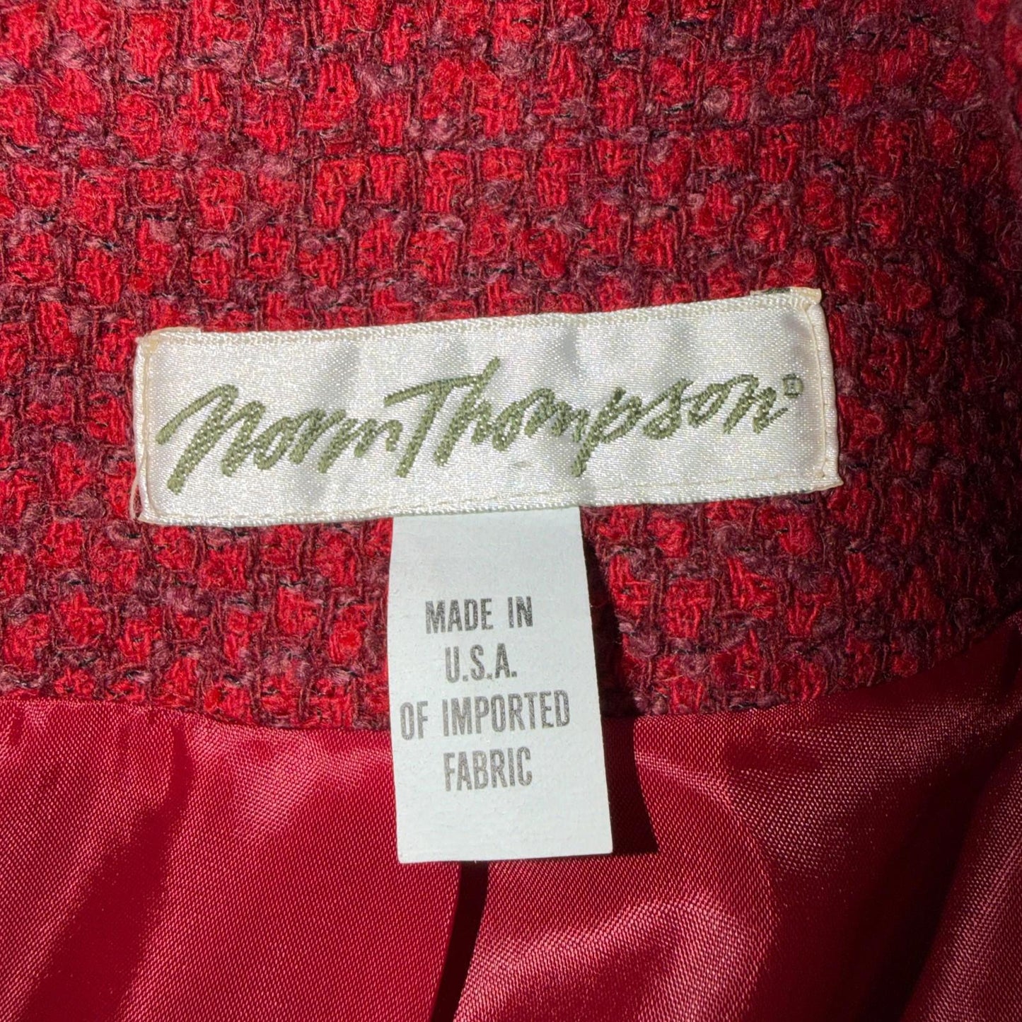 VTG 90s Norm Thompson Womens Red Jacket Blazer Wrap Wool Size 12 Casual Chic