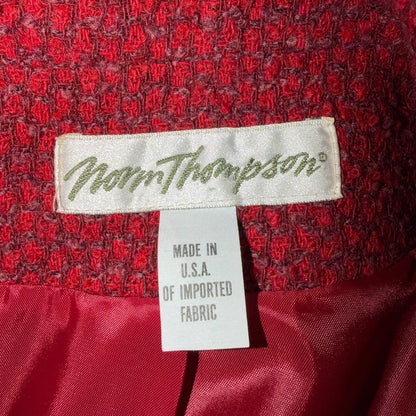 VTG 90s Norm Thompson Womens Red Jacket Blazer Wrap Wool Size 12 Casual Chic