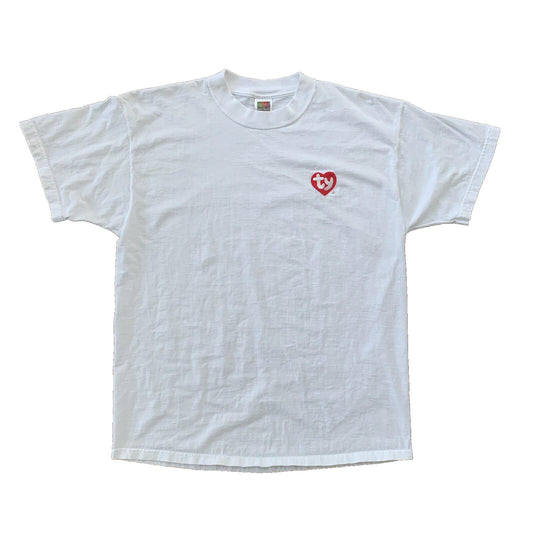 TY Beanie Baby Vintage White T Shirt 90s Employee Sample Rare 1st Gen Heart Cute