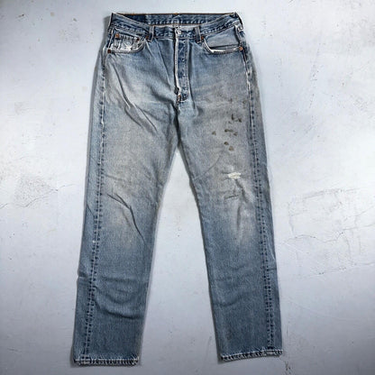 Levis 501 Vintage 90s USA XX Straight Leg Jeans 34x34 Blue Light Wash Act 31x32