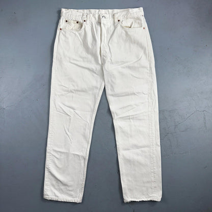 Levis 501 Vintage 80s USA XX Straight Leg Jeans White Light Wash 38x32 Act 35x31