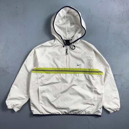 Nike Jacket Vintage Nylon Windbreaker Women’s Quarter Zip Large White 90s