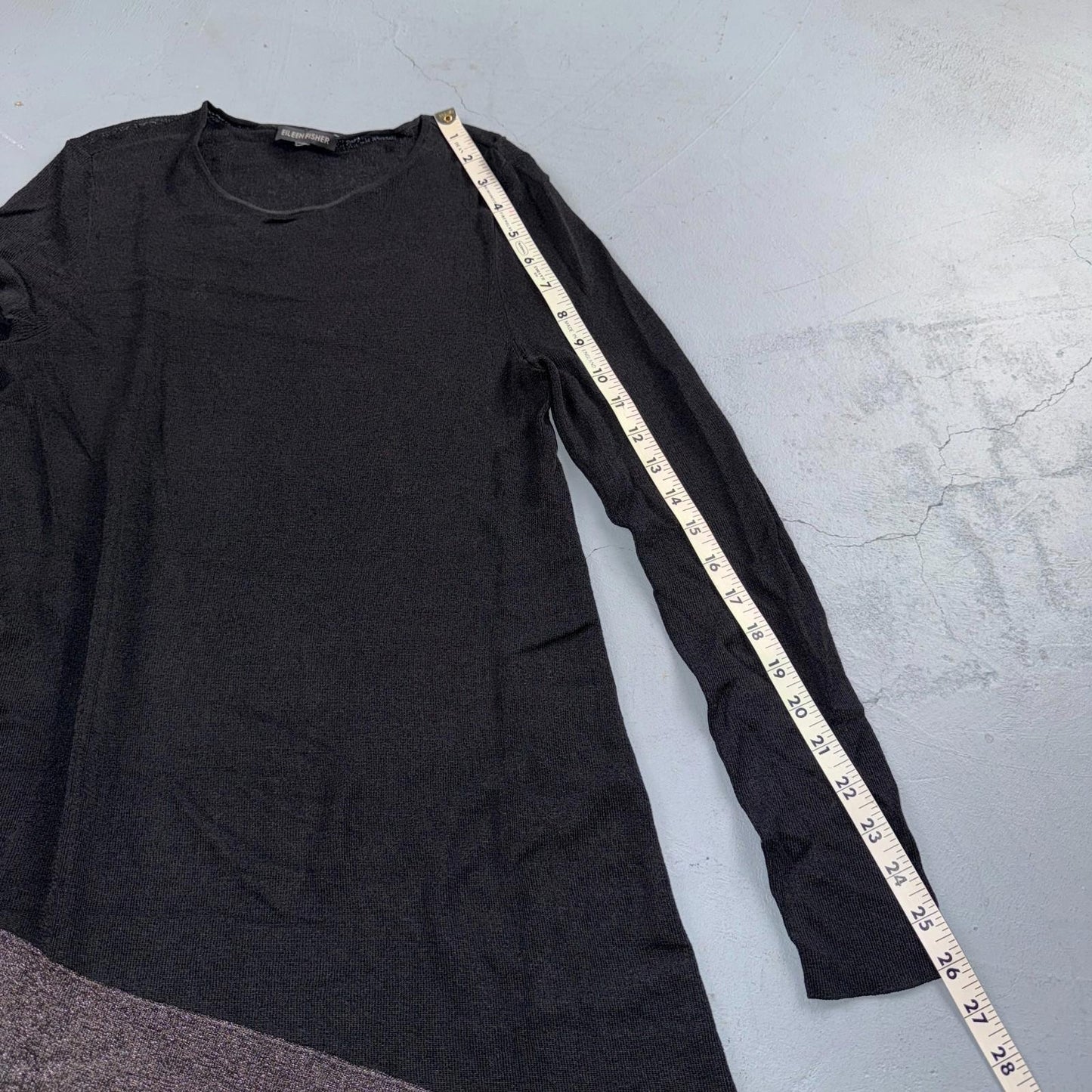 Eileen Fisher Top Womens XS Asymmetrical Knit Metallic Black Silver Evening