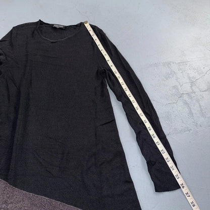 Eileen Fisher Top Womens XS Asymmetrical Knit Metallic Black Silver Evening
