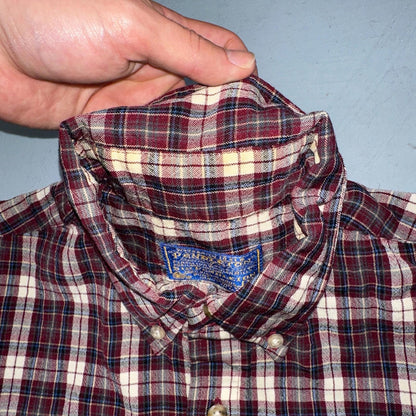 Vintage Pendleton Shirt Mens M Wool Plaid Flannel USA Button 1970s 70s Red