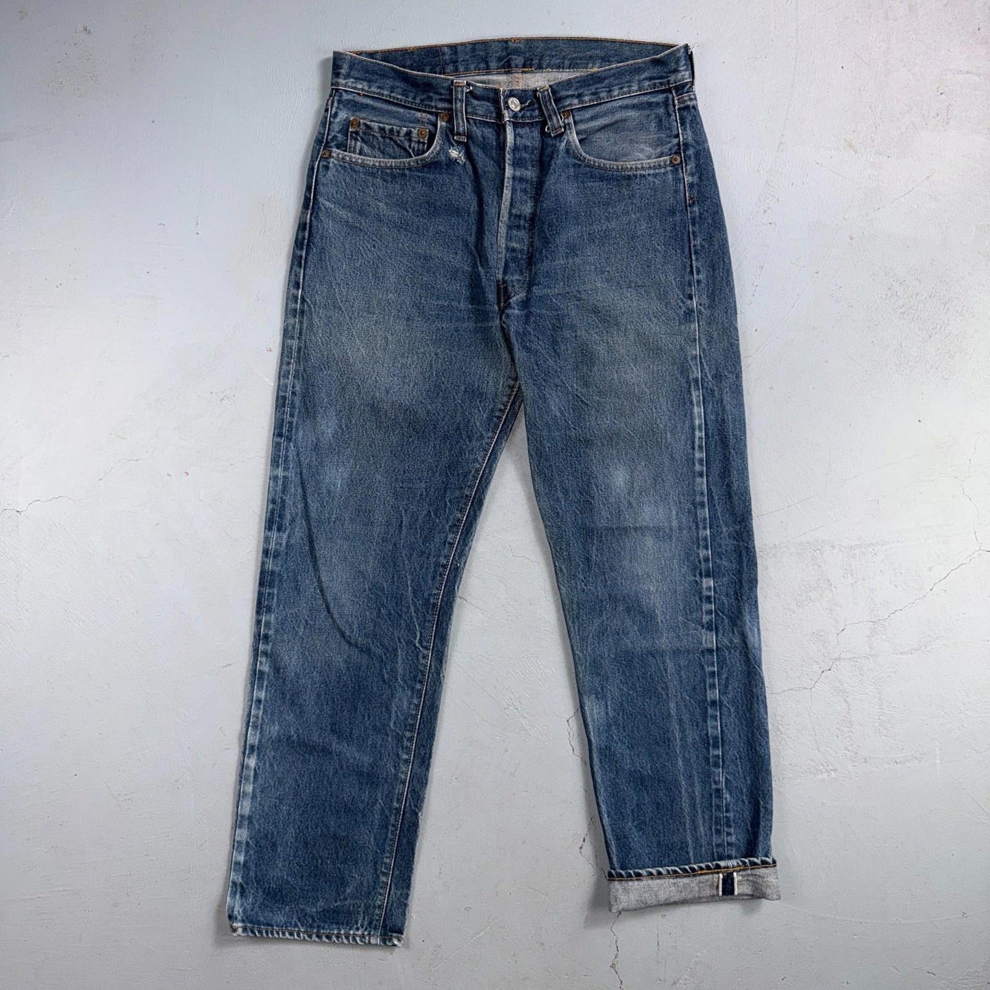 Levis 501 Vintage 80s Redline Selvedge USA XX Jeans Light Wash 33x32 Act 30x28