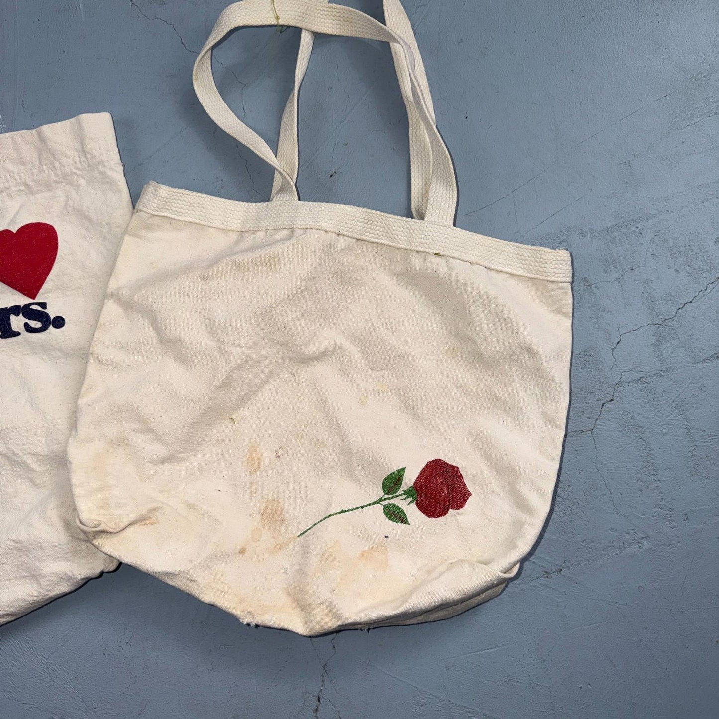 Vintage Boat & Tote Bag White Canvas Lot of 2 Virginia Is For Lovers Rose PDX