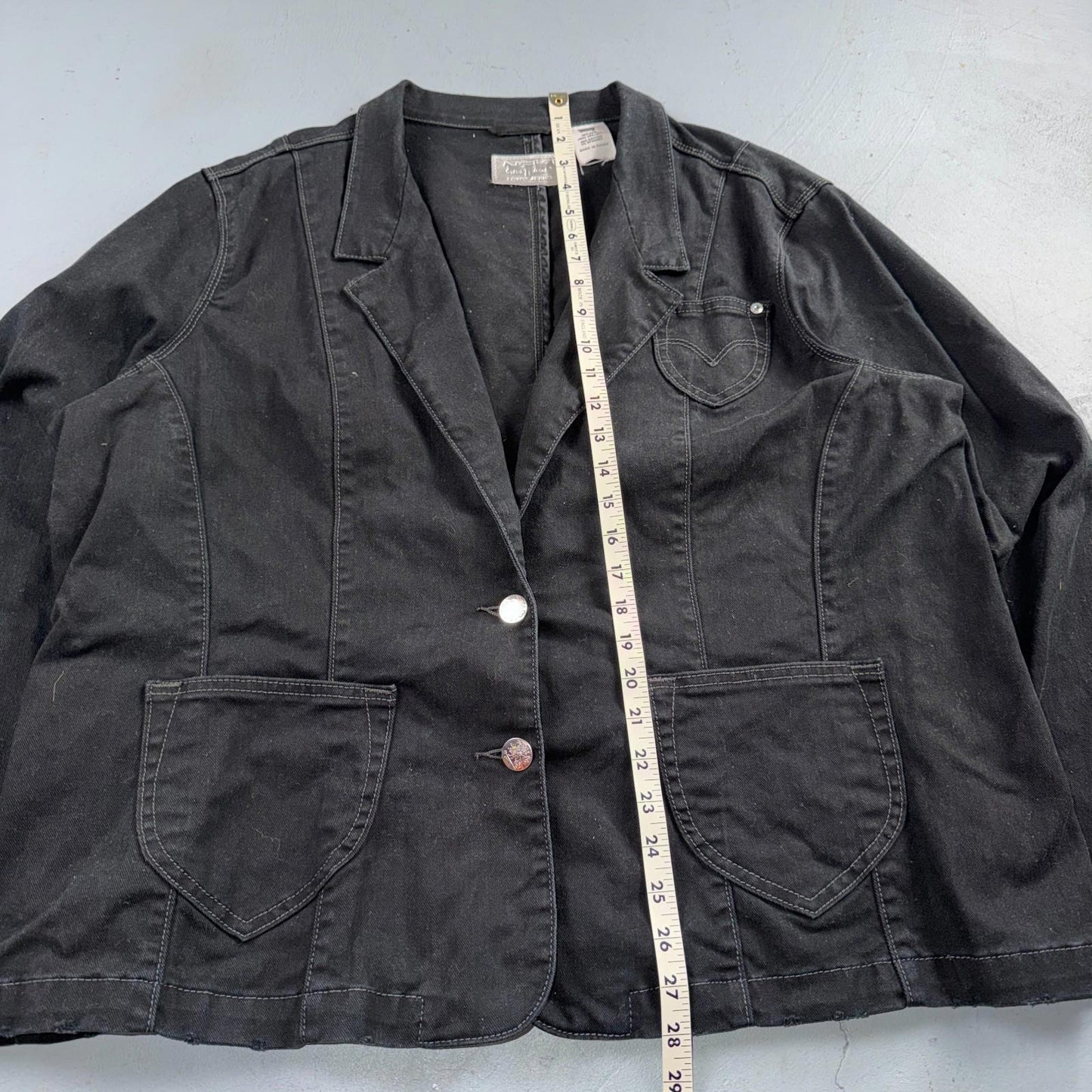 Levis VTG Y2K Silver Tab Denim Jean Jacket Floral Buttons Western Blazer Cowgirl