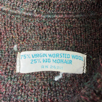 VTG 60s Kid Mohair Cardigan Sweater Medium Cobain Shaggy Wool Rockabilly 1960s
