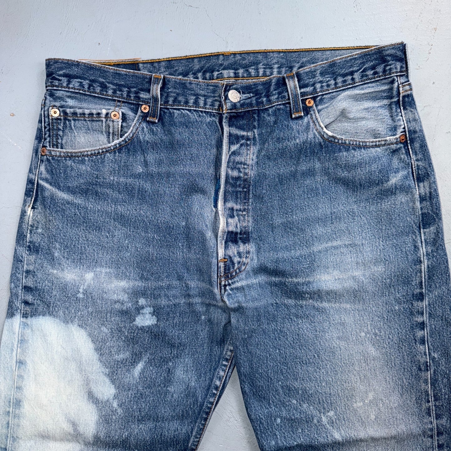 Levis 501 Vintage 90s USA XX Straight Leg Jeans Blue Light Wash 38x31 Act 35x28