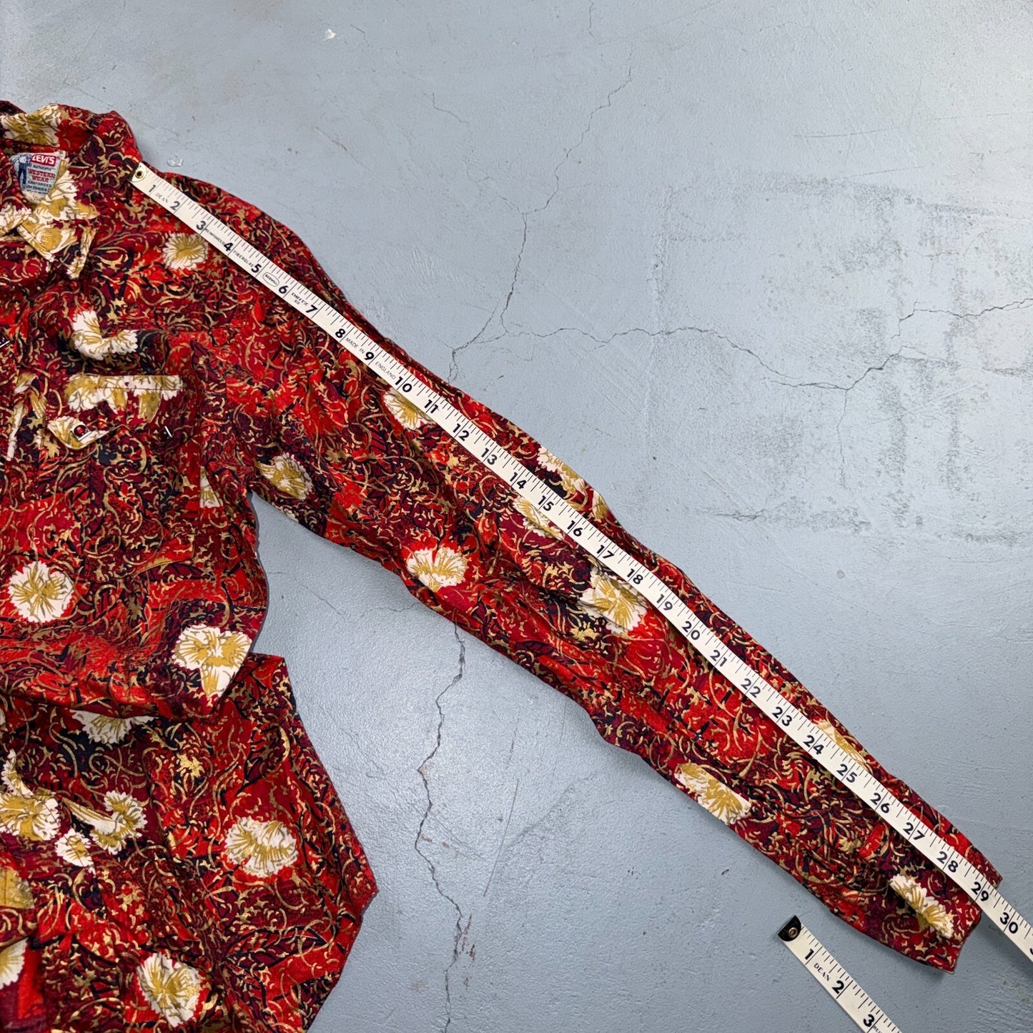 VTG 50s Levis Western Wear Floral Paisley Pearl Snap Button Shirt Rockabilly