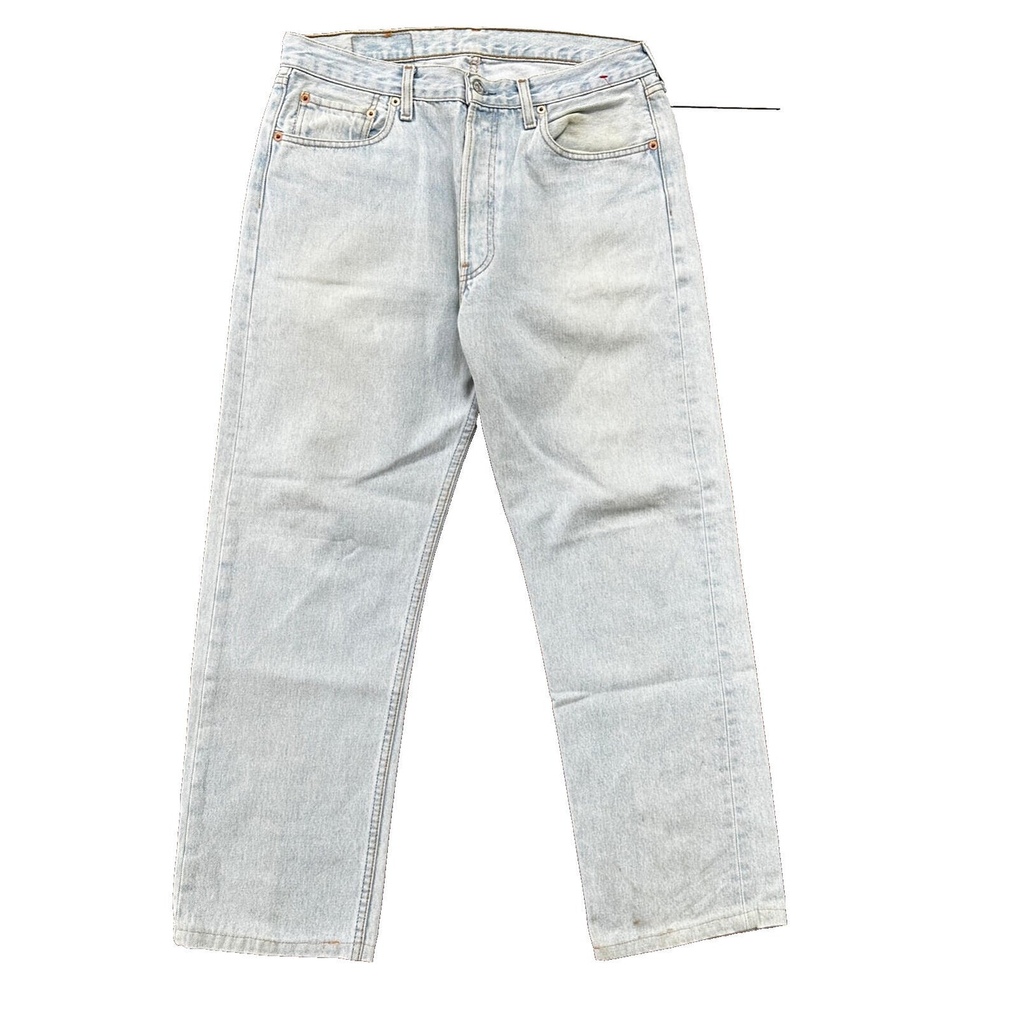 VTG 90s Levis 501 Button Fly 34x30 UK Tag Jeans Light Wash Blue XX Act 32x27