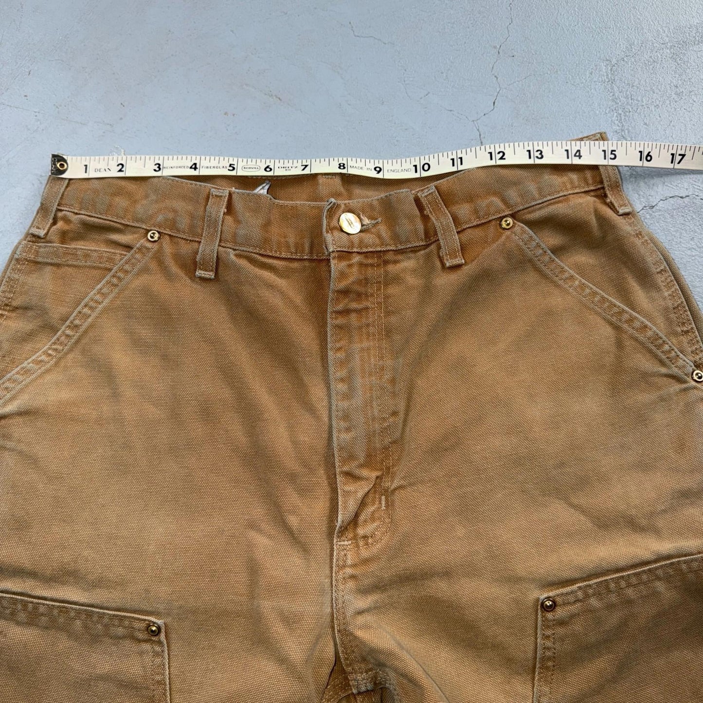 Carhartt VTG Double Knee Carpenter Pants B01 USA BRN Brown 32x34 Thrashed 30x33