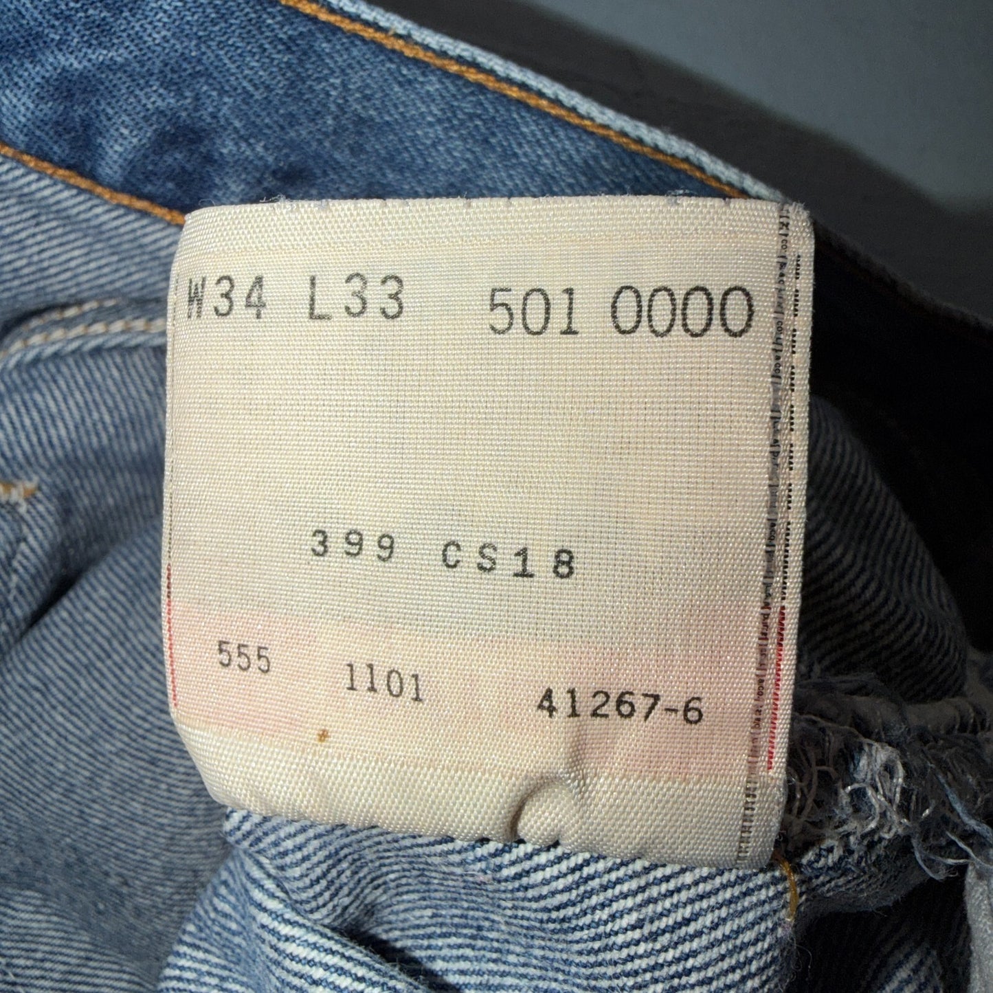 Levis 501 Vintage 90s USA XX Straight Leg Jeans Blue Light Wash 34x33 Act 31x28