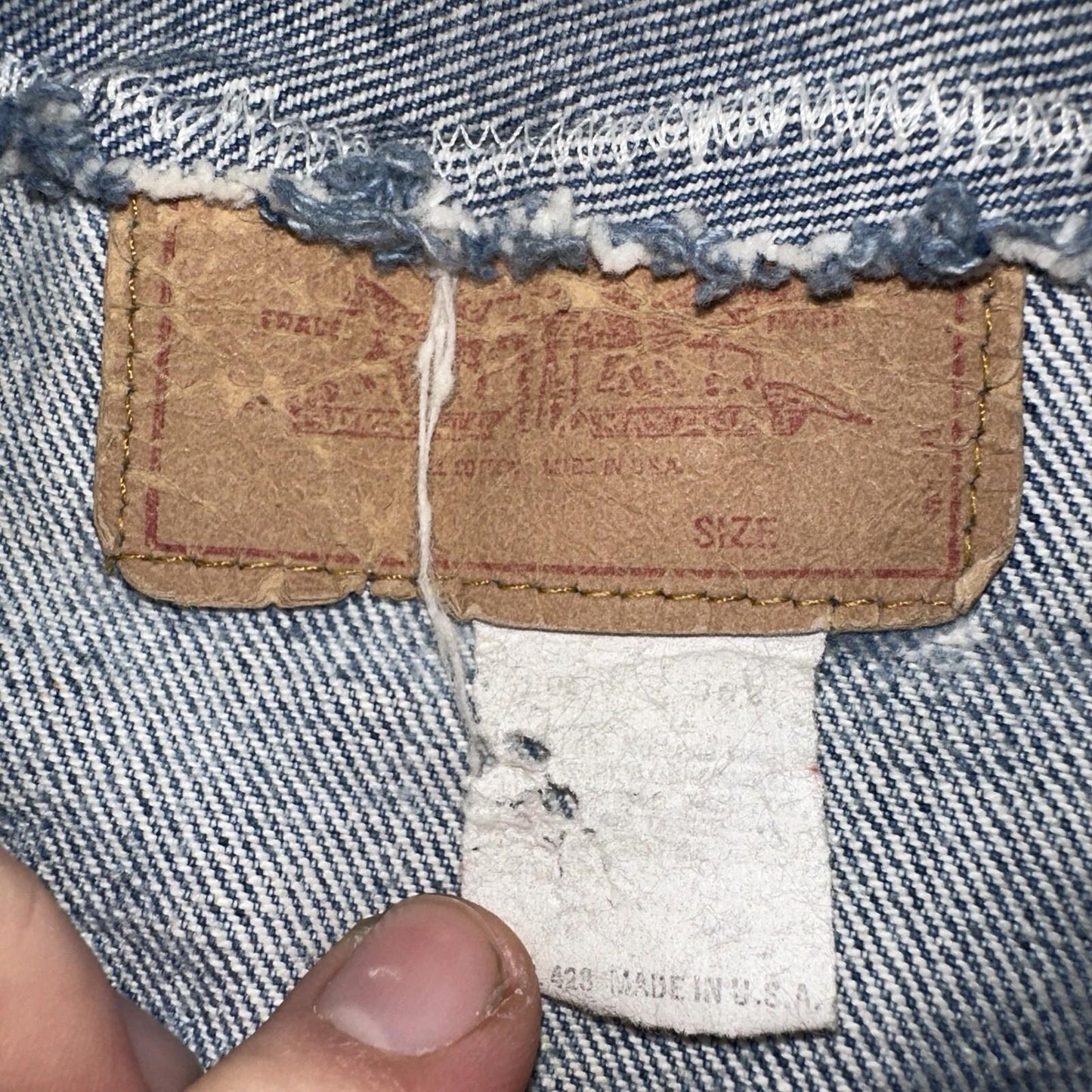 Levis VTG Denim Size 42 Type 3 III Trucker Jean Jacket Thrashed 1970s 70s Patch