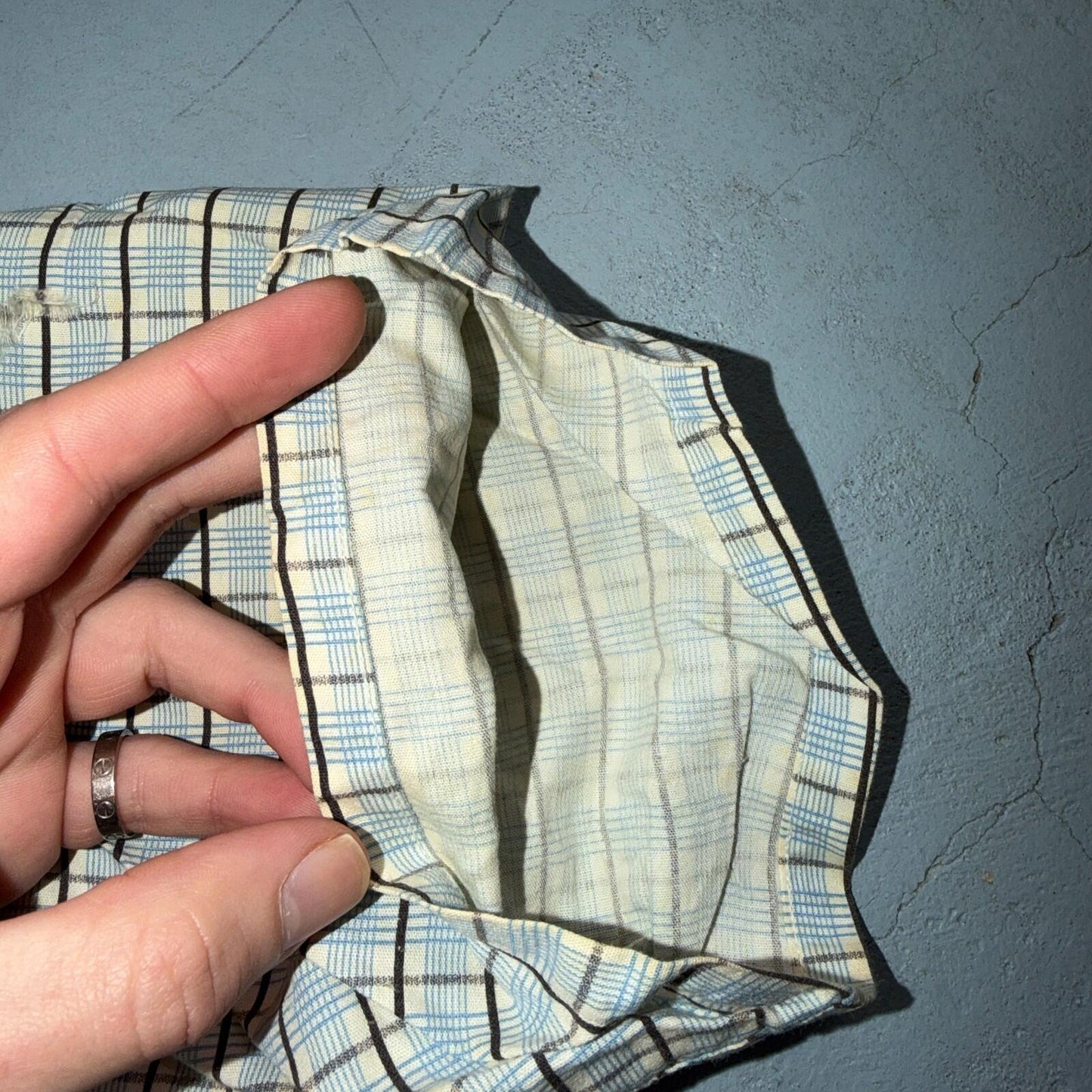 Vintage 1950s Loop Collar Truval Cotton Rockabilly Shirt Small Checkered 50s 60s