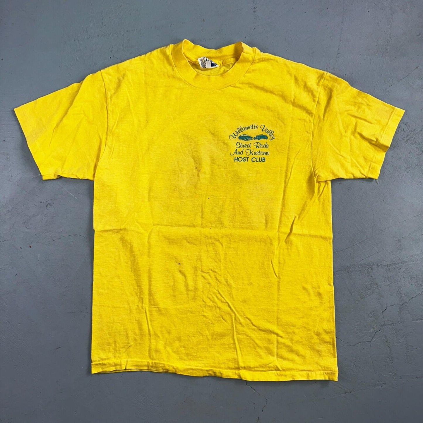 Good Guys Salem Oregon Hanes 80s VTG T Shirt Yellow Single Stitch Cars Racing