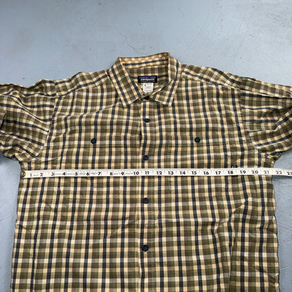 Patagonia Button Front Shirt Mens M Brown Plaid Organic Cotton Long Sleeve