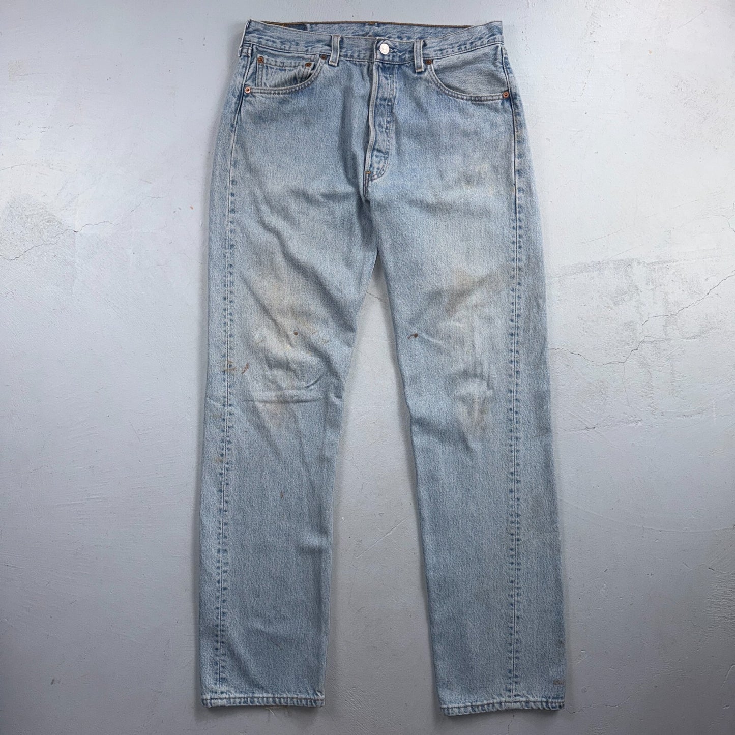 Levis 501 Vintage 90s USA XX Straight Leg Jeans Blue Light Wash 34x34 Act 33x33