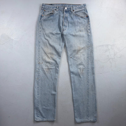 Levis 501 Vintage 90s USA XX Straight Leg Jeans Blue Light Wash 34x34 Act 33x33