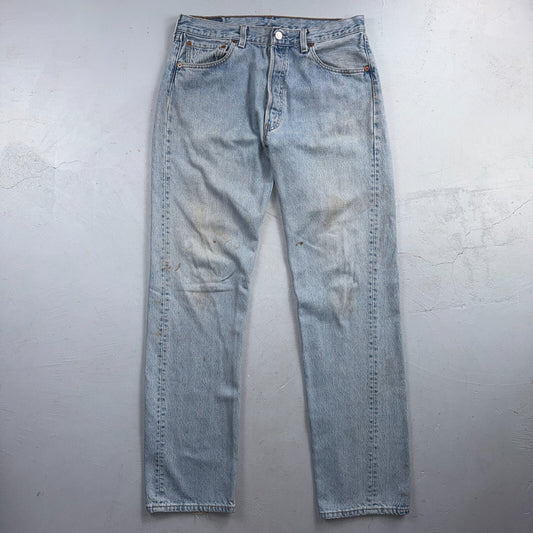 Levis 501 Vintage 90s USA XX Straight Leg Jeans Blue Light Wash 34x34 Act 33x33
