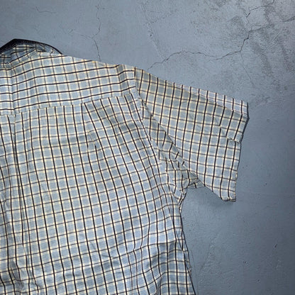 Vintage 1950s Loop Collar Truval Cotton Rockabilly Shirt Small Checkered 50s 60s
