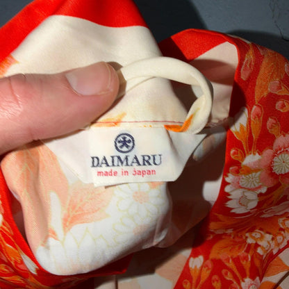 Japanese Kimono Haori Pure Poly Custom Made Daimaru VTG Style Japan Orange